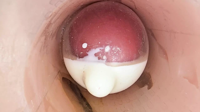 The Camera in the Deep Pussy Records a Huge Ejaculation of Sperm Into the Condom