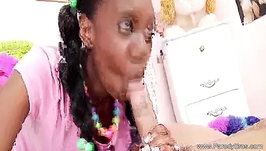 Ebony Beauty Takes Big White Cock