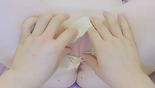 drinking tea straight from her swollen cunt