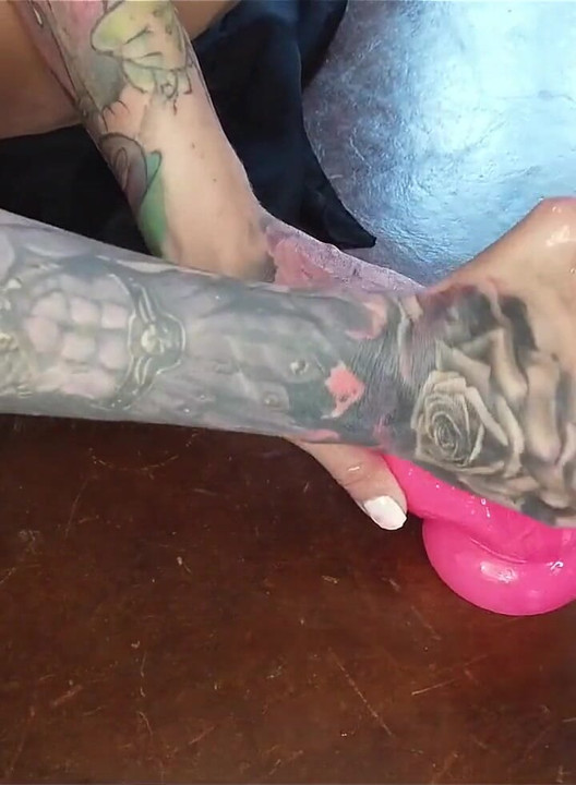 Handjob to a Dildo