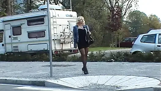 Breathtaking Blonde MILF in Sexy Black Stockings Hard Fucked
