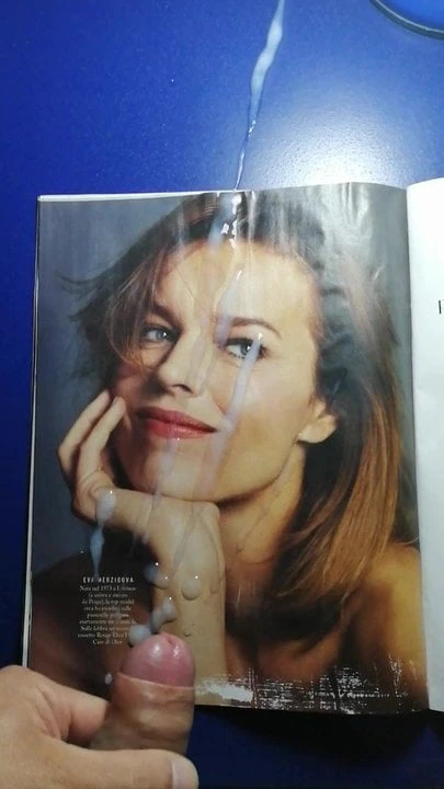 EVA HERZIGOVA HUGE CUM TRIBUTE OVER MAGAZINE