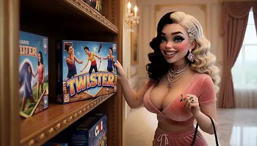 Zengin kız Crystal Twister oynamaya davet edildi ve bir yabancı tarafından sikildi