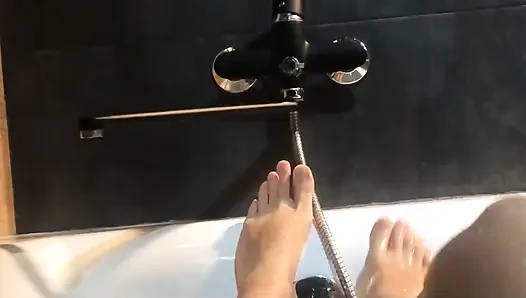 Asian Feet and Pussy in a Bathroom