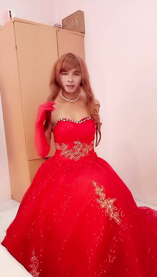 Try on the wedding dress