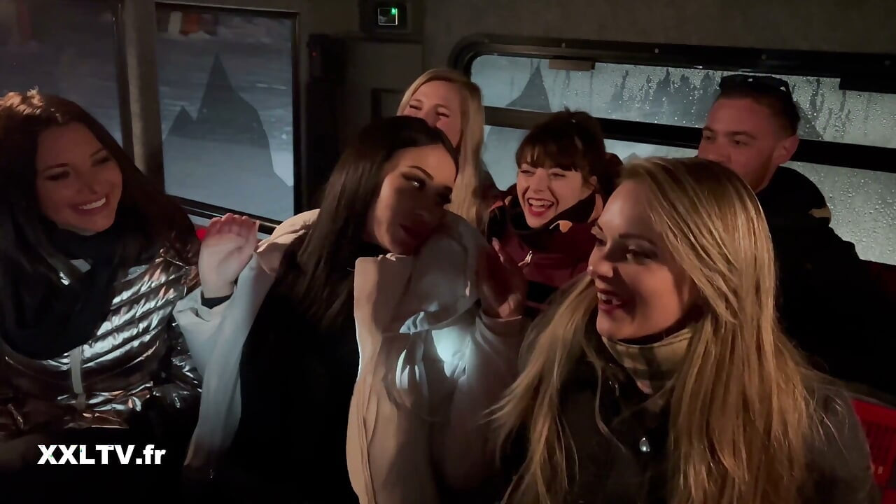 Nighttime Ski Slope Threesome