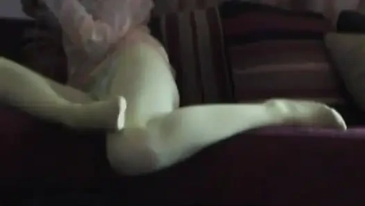 Relaxing in Yellow Pantyhose