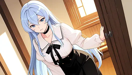 Esdeath came to buy new sexy lingerie and have some fun with a pink dildo. Esdeath hentai cosplay