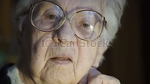 Granny looking  at a big cock