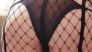 Creamy pussy  in fishnets