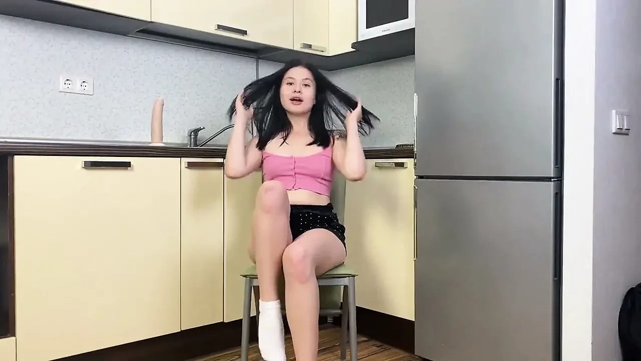 Skye Young Solo in the Kitchen with a Suction Dildo