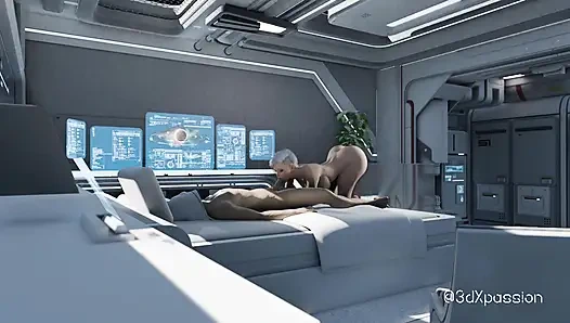 Nexus-3: Di orbit saya. Pirang berdada menggoda memiliki seks terbaik di stasiun luar angkasa