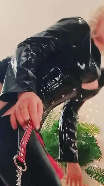 Spectacular moment from "Leash and collar: strap-on video (Arya Grander) fetish Mistress dirty talk - hot pin up blonde Domme"