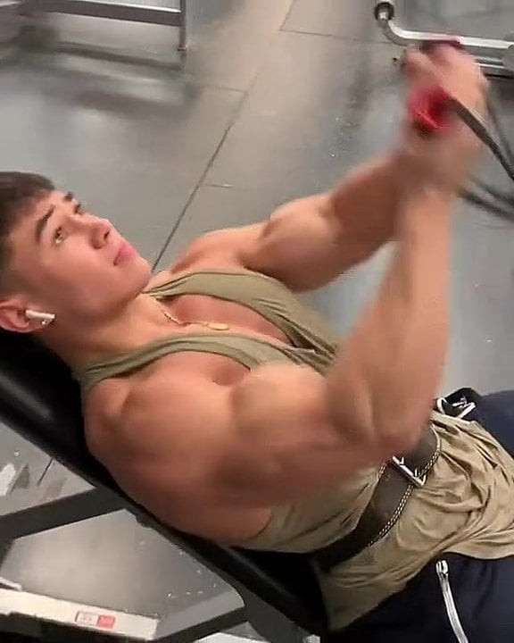 Arms workout in gym