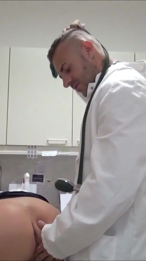 German Teen Nurse Seduce to MMF Fuck at Work in Hospital | Clip 1