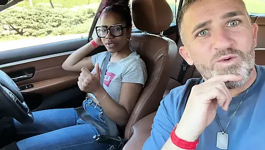 I teach the Cuban woman to drive and she in return sucks it