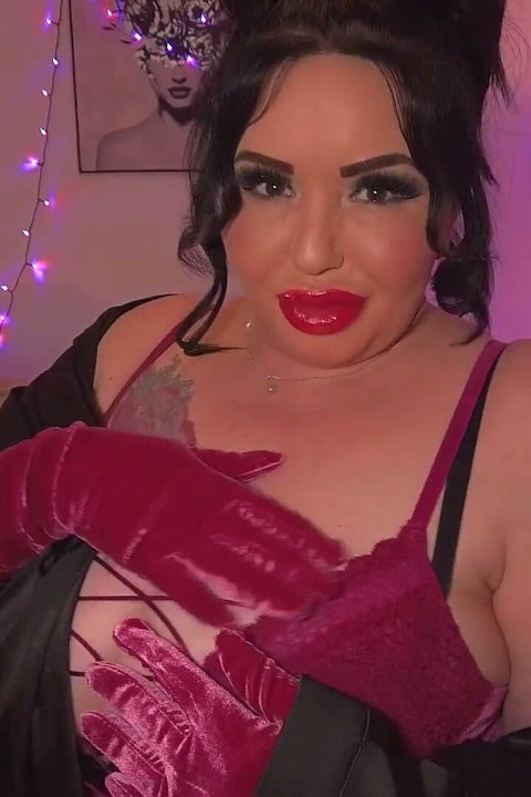 Gloved Velvet Slut - Mia Uses Her Velvet Gloves to Touch and Caress!