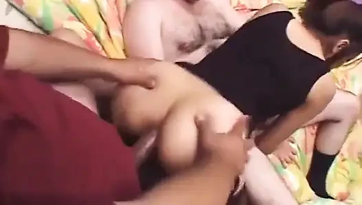 Little slut wants to share two dicks at the same time