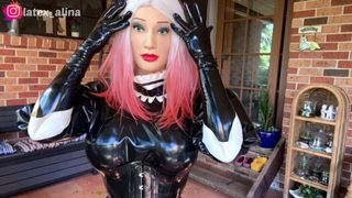 Latex Doll in Maid Dress and Tight Corset