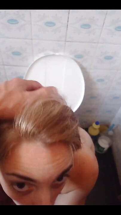 Sucking His Cock While on the Toilet