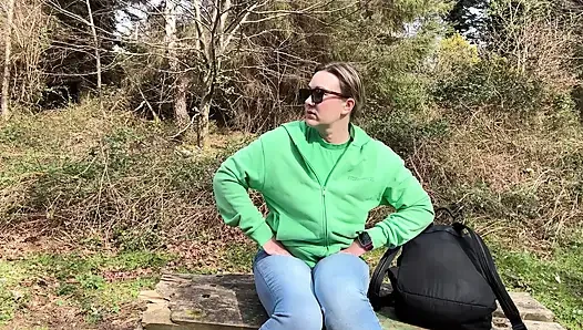 Desperate Outdoor Wetting Jeans on the Public Trail