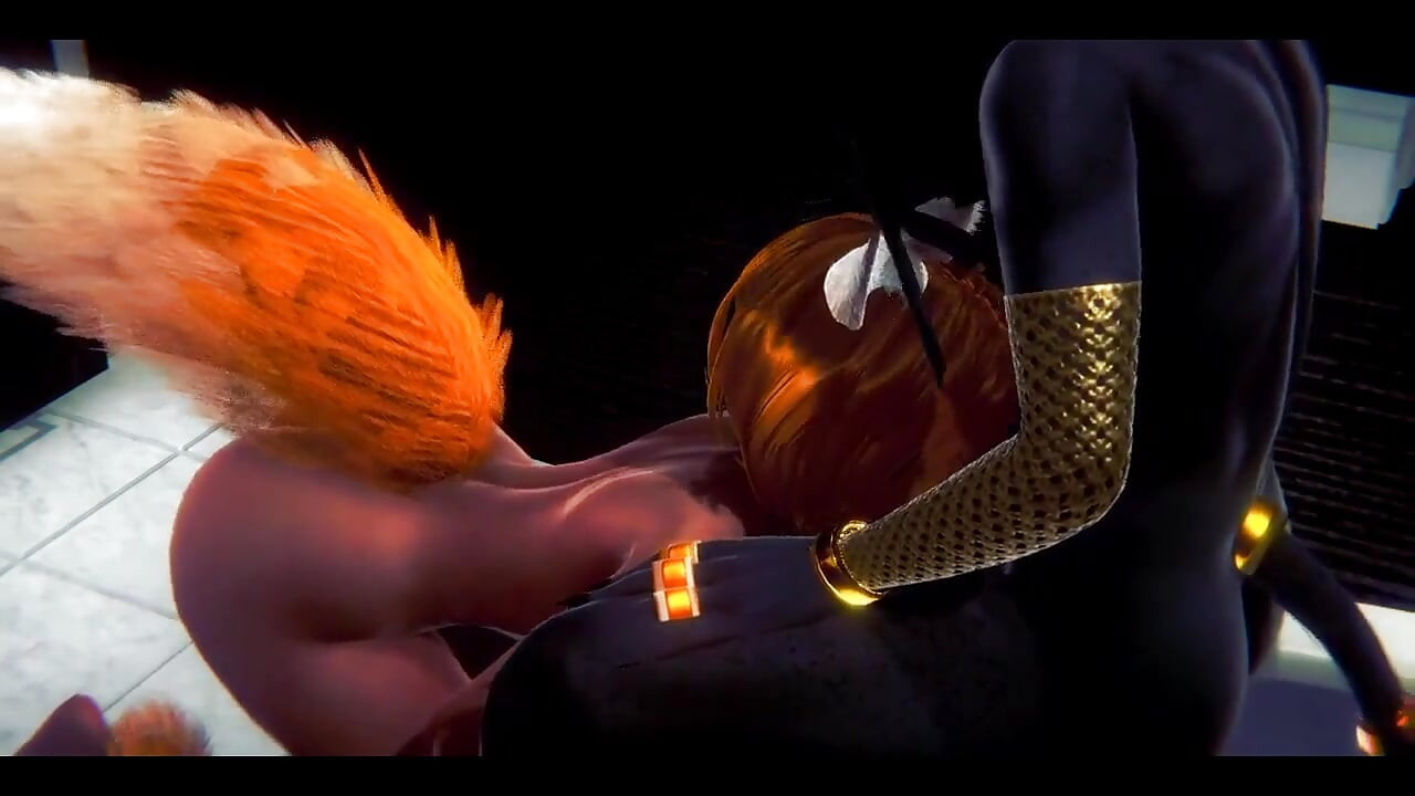 Γούνινο χεντάι - Anubis το σκυλάκι με ένα Foxygirl σε μια τουαλέτα - Ιαπωνική ασιατική ταινία manga Anime παιχνίδι πορνό