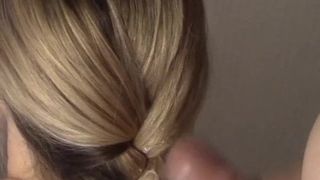 Hair cum - corrida en cabello rubio trenzado