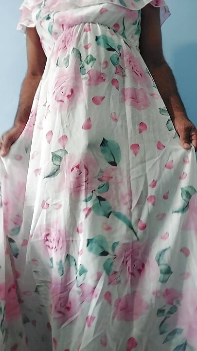 I'm masterbating wearing Split Roses Chiffon Seethrough Silk Frock