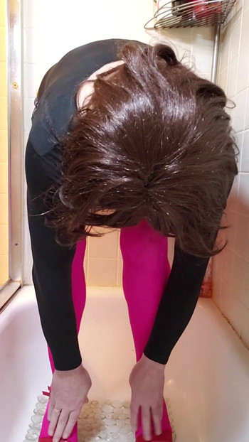 Spectacular moment from "Cd piss my pink nylon pantyhose and miniskirt."