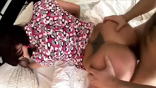 Pig-tailed girl with perfect round tits sucks a cock until it cums