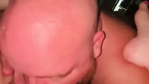POV Part 1 - Big Bear Eats and Fingers Piggy Rose Fat Pussy in Hotel Room
