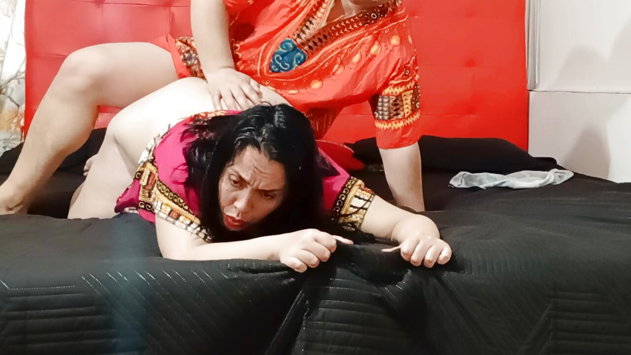 Big ass Indian stepmother fucking her stepson behind the cuckold's back when he goes to work.
