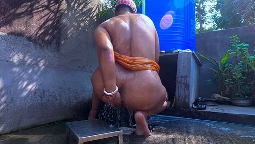 Indian bhabhi Bathing Outdoor