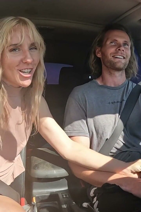 Sexy Blonde Swallows Cum After Road Head