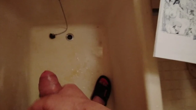 Masturbation of a small foreskin cock