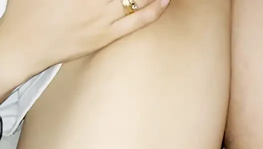 Closeup side fuck with inside cumshot, pink pussy with pubic hair
