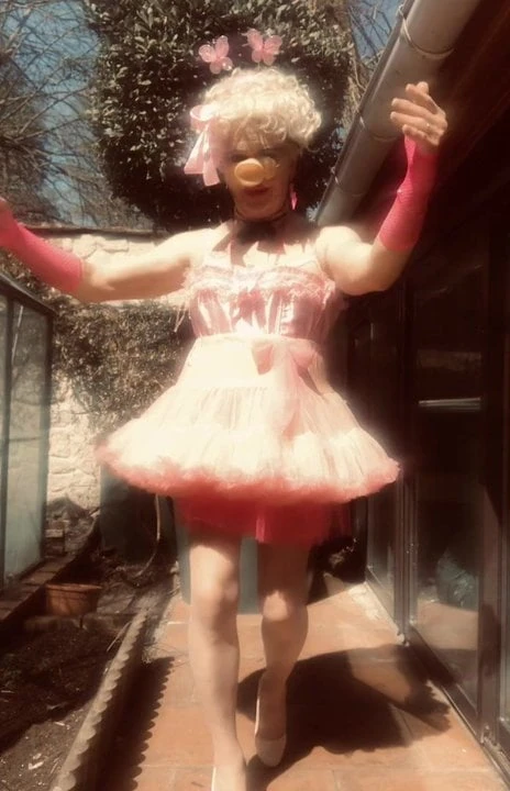Fat Sissy Pig play  outdoor  in pink tutu