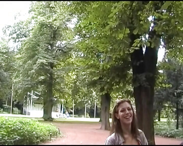 Perfect German babe sharing dick in hot public threesome
