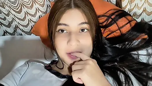 Horny college girl playing with her pussy