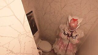 Chibi moon trasparente pvc cameriera bloccato eva elmetto kigurumi pulisce il bagno (riparato)