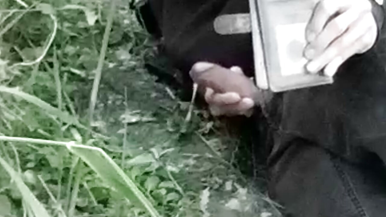 Cute Jon Arteen Gay twink jerks off outdoors, dry-humps the air, and shoots cum through a hole in his pants