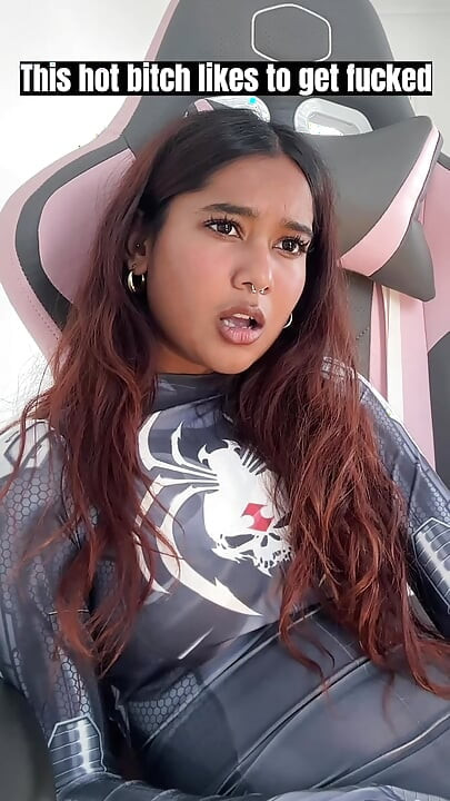 Small desi girl Mia Z masturbates and reacts to hentai