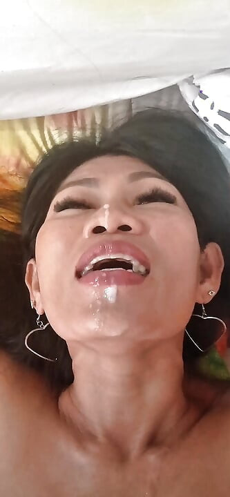 Asian Thai Milf blowjob and cum swallow