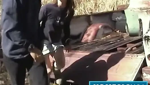 Slim Babe Cody Pleasures Big Cock Rusty In Cowgirl Outdoors