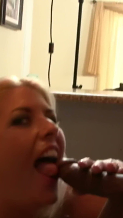 Busty Blonde MILF Rides a Big Black Cock on the Brown Couch