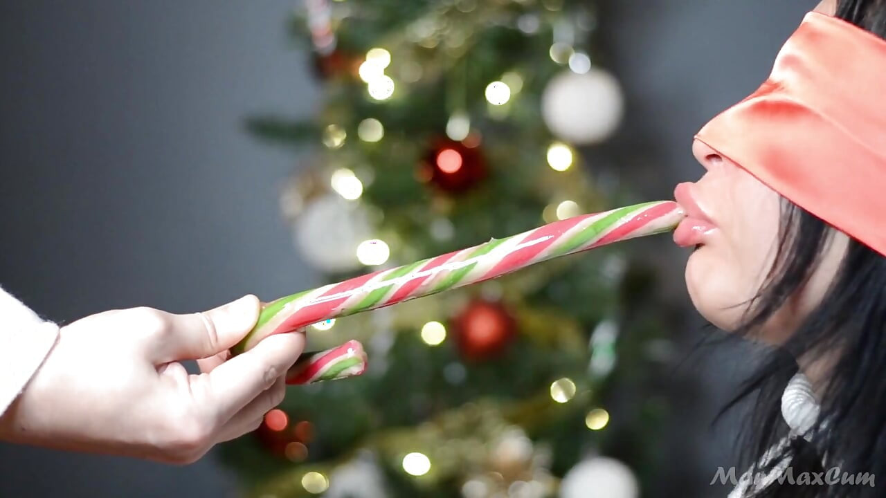 Santa Tricked Her with His Candy Cane - Huge Facial