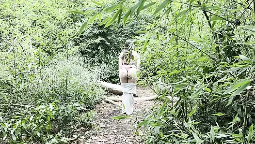 While out for a walk in the public park with my stepsister, I find her naked.