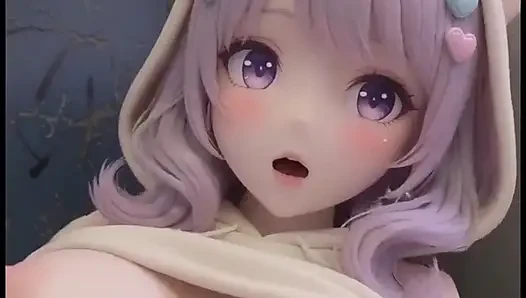 Shy kawaii hentai girl, alone on public bus