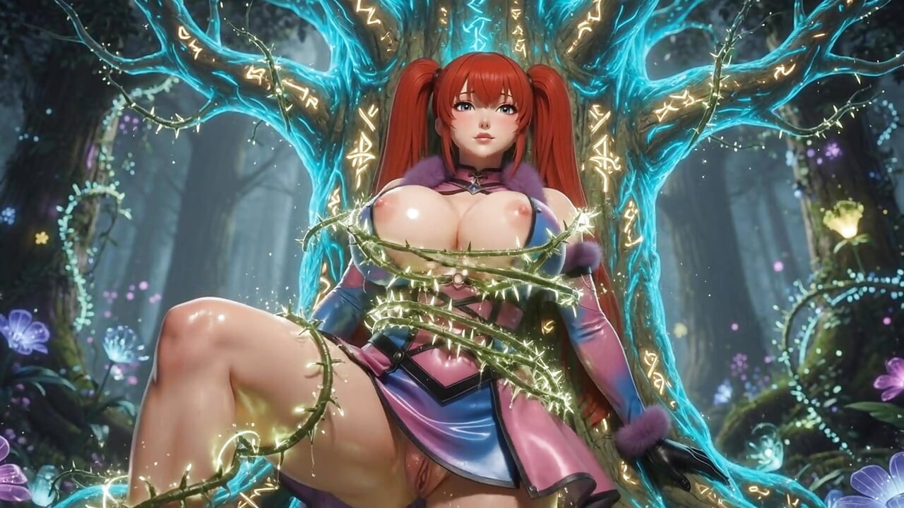 Shermie King of Fighters Magical Forest Vine bundet 3D Hentai