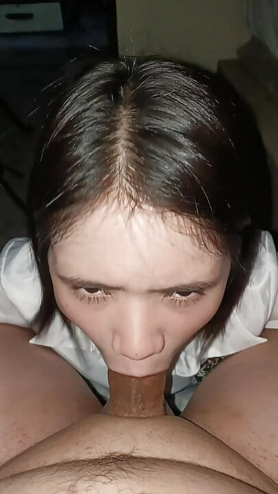 Asian student Model blowjob Deepthroat swallows